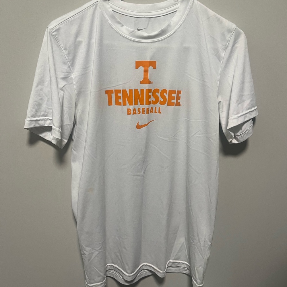 Nike Men's Small White and Orange Tennessee Baseball Tee